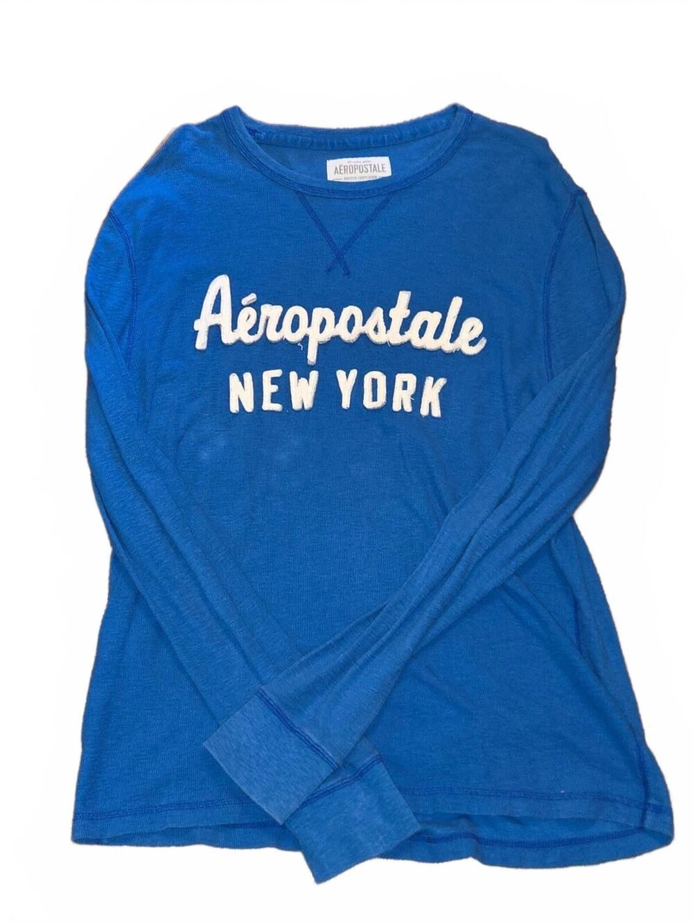 Y2k Aeropostale Thermal Long Sleeve Shirt Men's XXL Blue Distress skater